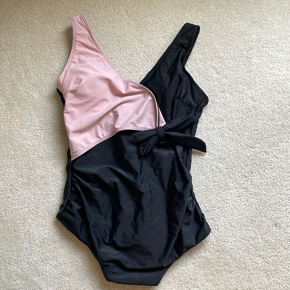 Amazon Pink and Black Women Swim One Piece